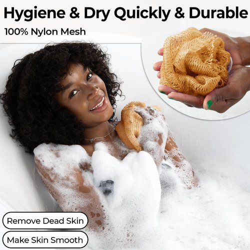 African Net Sponge Authentic - Back Scrub Exfoliating Net Sponge with Knots - 2 Pieces African Bath Sponges for Body Scrubber Exfoliator - Back Washer for Shower Accessories