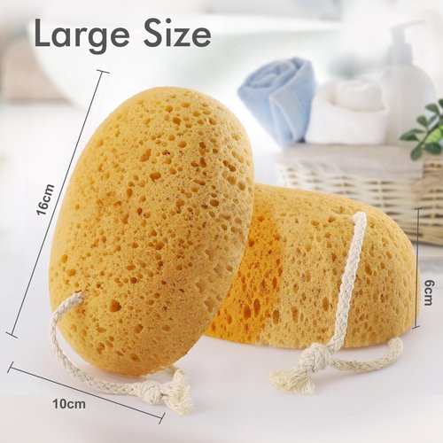 Azymi Bath Sponge, 2Pcs Large Shower Sponges for Women Men, Exfoliating Sponge Face Body Puff with Dense Foam for Gentle & Deep Cleansing, Ultra-Soft for Sensitive Dry Skin