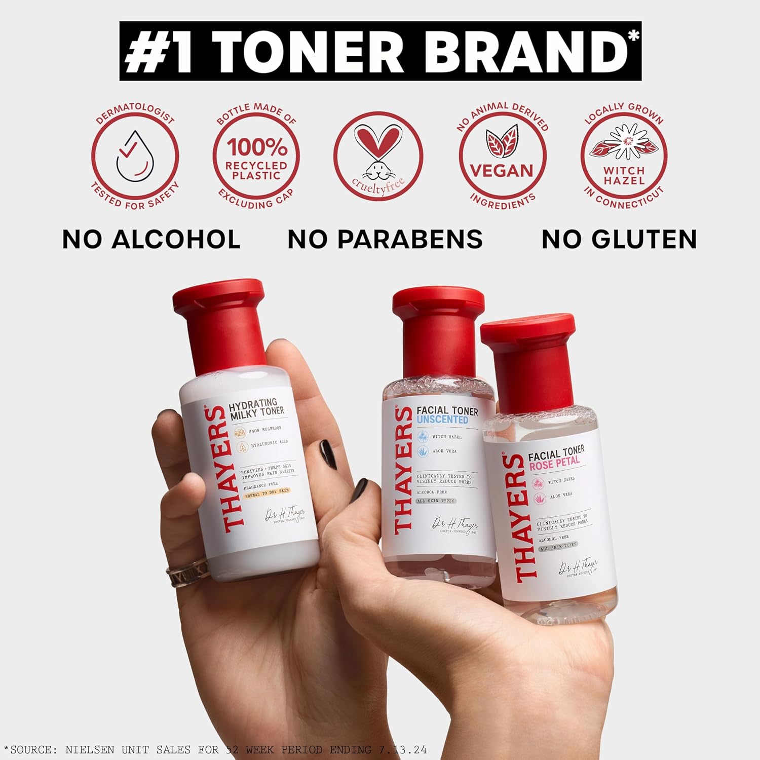 Thayers Alcohol-Free Rose Petal Witch Hazel Facial Toner - Soothing & Hydrating for Glowing Skin | 3oz