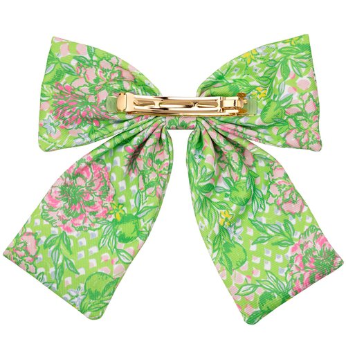 Lilly Pulitzer Hair Bow for Women, Cute Hair Accessories in Green Floral, Lime Feeling Good