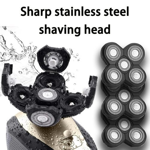 Ruixin 3 Pack Replacement Blades Compatible with Freebird Shaver – 5-Blade Electric Razor Head for Bald Men, Refills Kit with 3 Cleaning Brushes