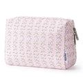 Narwey Floral Makeup Bag - Travel Cosmetic Organizer with Compartments for Women | Large Pink Flower Design