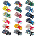 Scrub Caps Women Bouffant Scrub Hats Caps Nurses, Adjustable Working Cap Ponytail Pouch Tie Back Hats