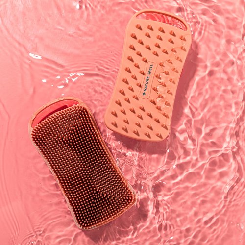 Nature Spell Silicone Body Scrubber, Dual-Sided Exfoliator & Cleansing Brush, Waterproof