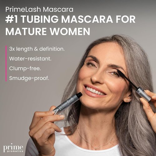 Prime Prometics PrimeLash Mascara for Older Women - Volumizing & Lengthening, Hypoallergenic, Long-Lasting (Black)