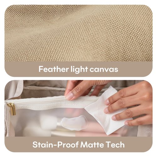 mibasies Flat Lay Travel Makeup Bag for Women, Dual-Zipper Cosmetic Bag, Large Capacity Toiletry Bag with Handle