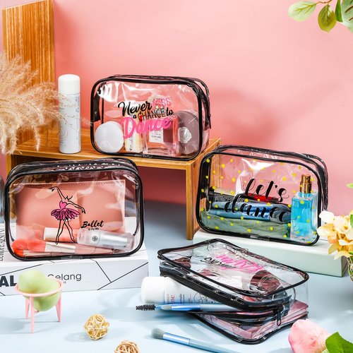 Abbylike 24 Pcs Cheer Gifts Cosmetic Bag 7 x 4.7 x 2.4'' Makeup Bag Cosmetic Toiletry Zipper Pouch Clear Zipper Case for Cheerleaders Women(Dance)