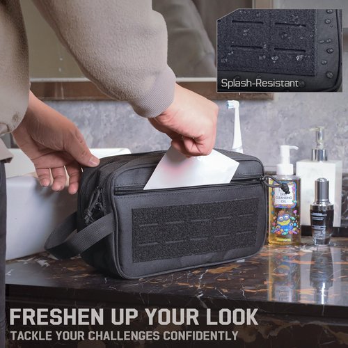 RXW Toiletry Bag for Men, Tactical Dopp Kit Military Hygiene Bag Mens Toiletry Travel Bag MOLLE EDC Pouch Small Toiltries Travel Bathroom Shaving Kit Shower Bags