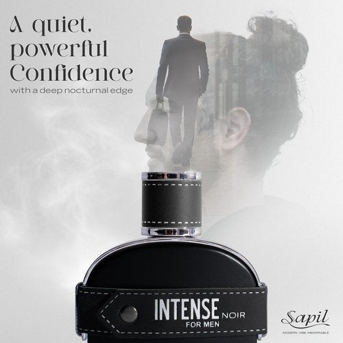 Sapil Intense Noir Eau de Parfum for Men - Long-Lasting Amber & Leather Fragrance - 100ml Bold Citrus Scent