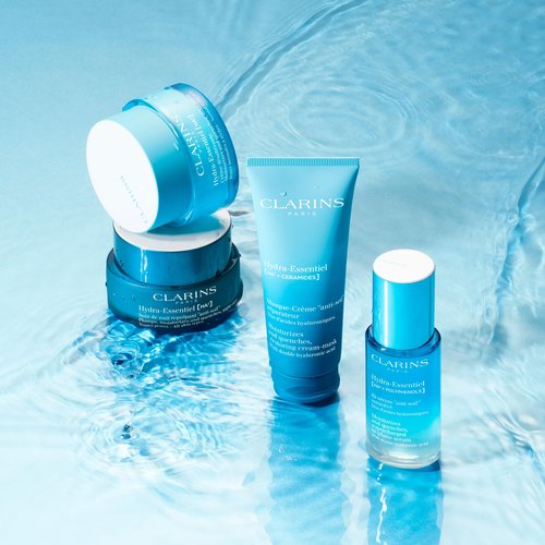Clarins Hydra-Essentiel Night Cream | Intense Hydrating Moisturizer | 60 Seconds to Plumper Skin* | 24H Hydration* | Double Dose Of Hyaluronic Acid | Vegetal Squalane | All Skin Types | 1.7 Oz