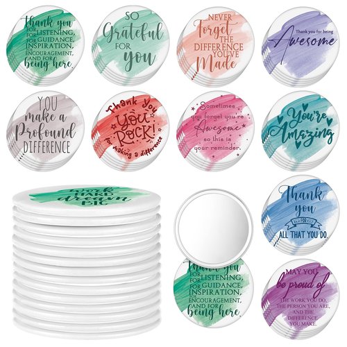 Kigley 50 Pcs Employee Appreciation Gift for Women Inspirational Compact Mirrors Bulk Round Portable Pocket Mirror Makeup Mini Mirrors for Teacher Coworker Volunteer Nurse Women History Month