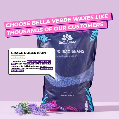 Bella Verde Wax Beans 2.2lb - Hard Wax Beads for Hair Removal - Multipurpose Home Waxing Kit for Men and Women