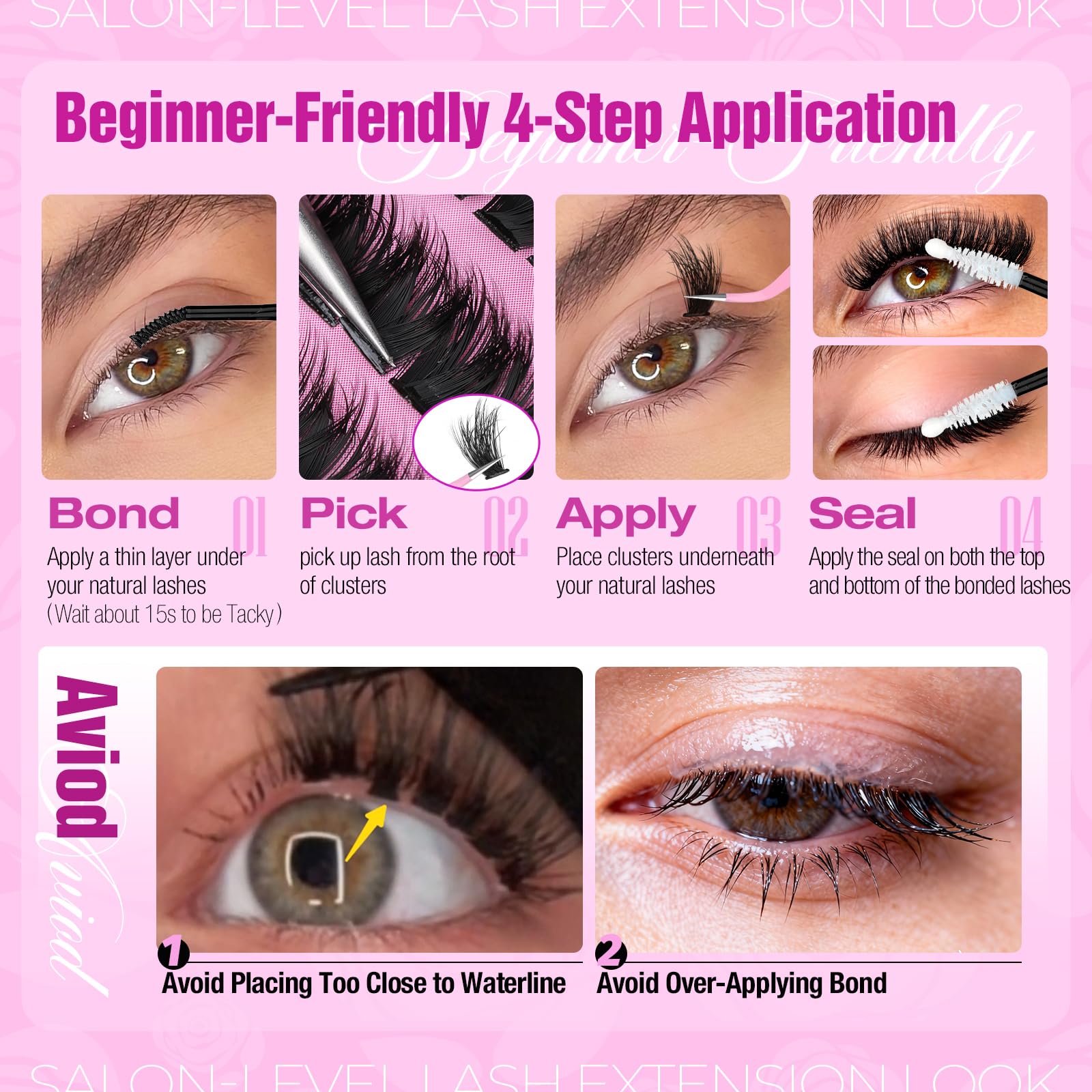 Yawamica Fluffy Lash Clusters 10-14mm Short Eyelash Clusters Thick 200D Volume Cluster Eyelash Extensions D Curl Wispy Individual Lashes DIY Lash Extension for Soft Glam and Daily Wear