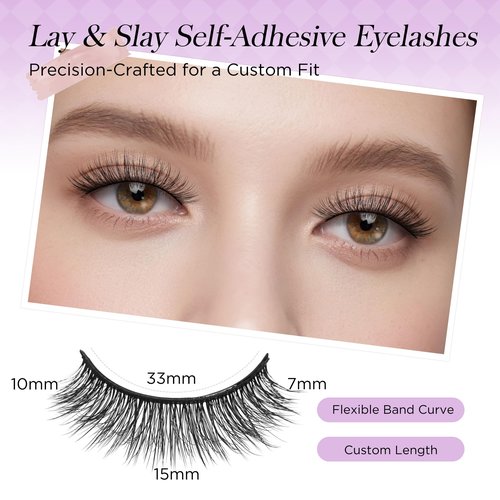 BEYELIAN Self Adhesive Eyelashes Natural Look, Pre Glued Wispy False Lashes No Glue Required, Faux Mink Eyelashes 5 Pairs ZCV-204