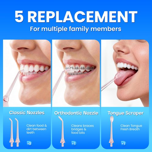 Oralfree Water flosser Teeth Picks - Dental Braces Cordless Oral Irrigator Portable Rechargeable Travel Irrigation Cleaner IPX7 Waterproof Electric Professional Flossing Teeth Cleaning for Home