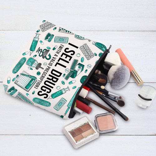 BWWKTOP Funny Pharmacist Cosmetic Makeup Bag Pharmacy Technician Gift I Sell Drugs with a Valid Prescription Makeup Zipper Pouch Pharmacist Graduation Gifts (I Sell)