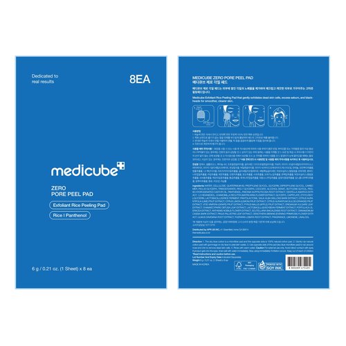medicube Zero Pore Peel Pads (8ea) | Smoothing Mitt for Face & Body | Rice Extract, Natural AHA & Panthenol | Double-Sided Organic Cotton & Microfiber Pads | Polish for Smooth, Clear Skin