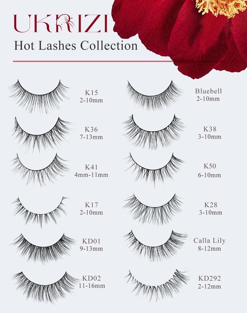 Natural Lashes Short Lashes Natural Eyelashes Natural Look False Eyelashes Wispy Lashes for Samll Eyes Fake Eyelashes 10 Pairs 10mm Bluebell