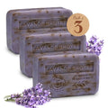 Exfoliating Lavender Soap Bars 3xPack – Enriched With Organic Shea Butter - 97% Natural Ingredients - Traditionally Made - French Milled in Provence - Gentle For Skin – 3x8.8 oz - La Maison Du Savon