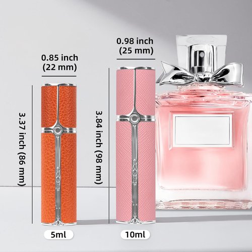 muilsae AF01ORG Leather Perfume atomiser, 5ml Bottom Fill Travel Perfume Bottle, Refillable Perfume Dispenser for Women & Men (AF01ORG, 5ml)