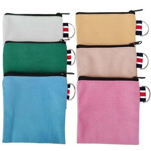 FKUMLUN 6 Pack Small Canvas Zipper Tool Bag,Square Pocket Mini Toiletry Bag, Multi-Purpose Storage Organizer Portable Travel Makeup Pouch with Hanging Ring(4inch)