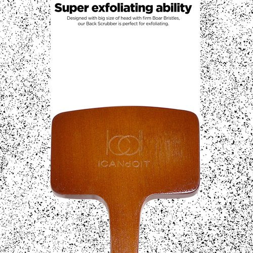 ICANdOIT Exfoliation Set-17.71 Inch Boar Bristles Back Scrubber Bath Brush,Shower Brush with No-Slip Curved Handle,Dual-Sided Face Exfoliation Glove