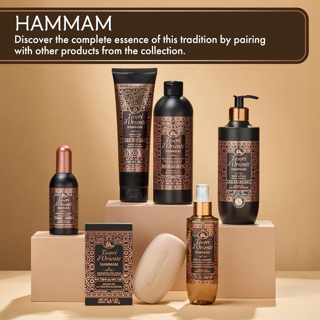 Tesori d’Oriente Hammam Body Lotion - Fast-Absorbing Daily Moisturizer with Argan Oil | 13.5 fl oz, Orange Blossom Scent