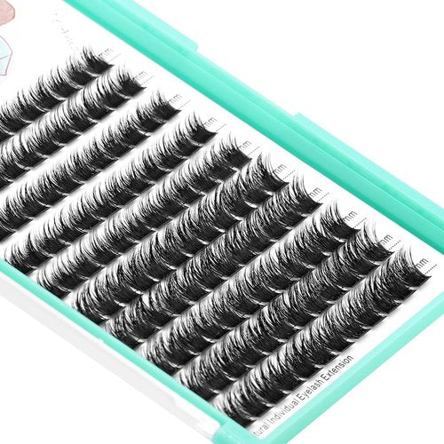 Dedila Large Tray-Grafted Wide Stem Individual False Eyelashes Thick Base 120 Clusters D Curl Natural Long Volume Eye Lashes Extensions Dramatic Look 8-20mm Available (Mixed 10-12mm)