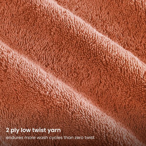 BIOWEAVES 100% Organic Cotton 700 GSM Plush 6-Piece Premium Towel Set GOTS Certified, 2 Bath Towels, 2 Hand Towels & 2 Washcloths - Burnt Orange