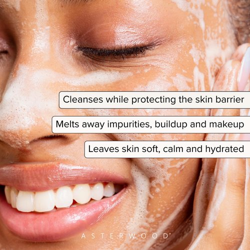 Asterwood Gel Cleanser for Skin Barrier Repair - Hyaluronic Acid Face Wash with Ceramides & Niacinamide - Gentle Facial Cleanser to Remove Makeup & Excess Oil - Hydrating, Fragrance-Free - 5 Fl Oz