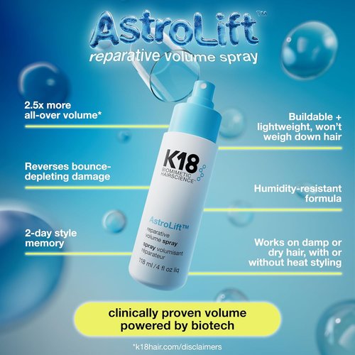 K18 AstroLift™ Volume Spray - 2-Day Hair Thickening & Hold for Fine, Fragile Hair | Non-Sticky, Humidity-Resistant