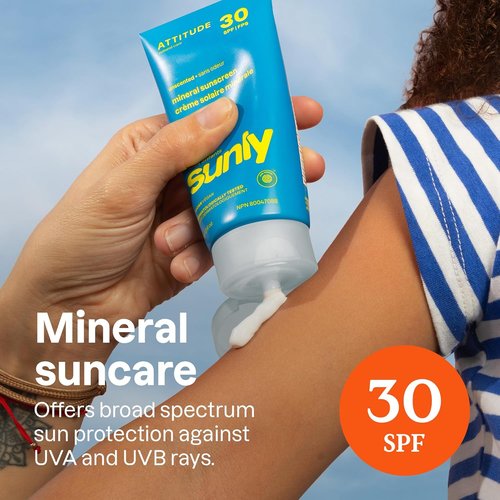 ATTITUDE Mineral Sunscreen | EWG Verified SPF 30 for Baby & Kids - Broad Spectrum UVA/UVB Protection, Unscented, 5.2 Oz