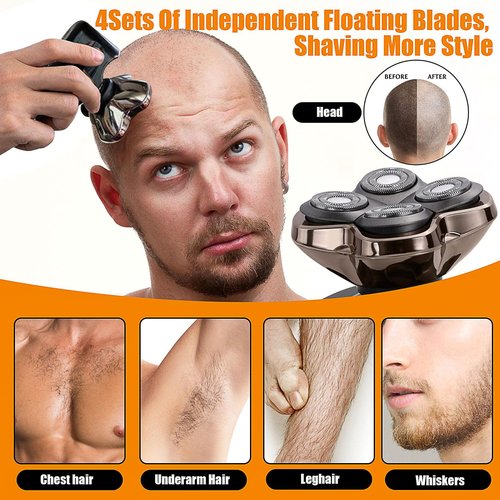 Replacement Blades Shaver PRO 4 Heads Compatible with Skull Head Shaver, Electric Shaver Replacement Blade for Pitbull, Butter flykiss pro & Palm for Bald Men (2 Pcs)