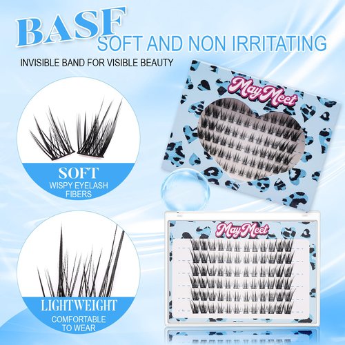 Lash Clusters Cat Eye False Eyelashes, Wispy Natural Cluster Lashes, J Curl 12–14MM Individual Winged Lash Extensions, Soft Fake Eyelash Beginner-Friendly