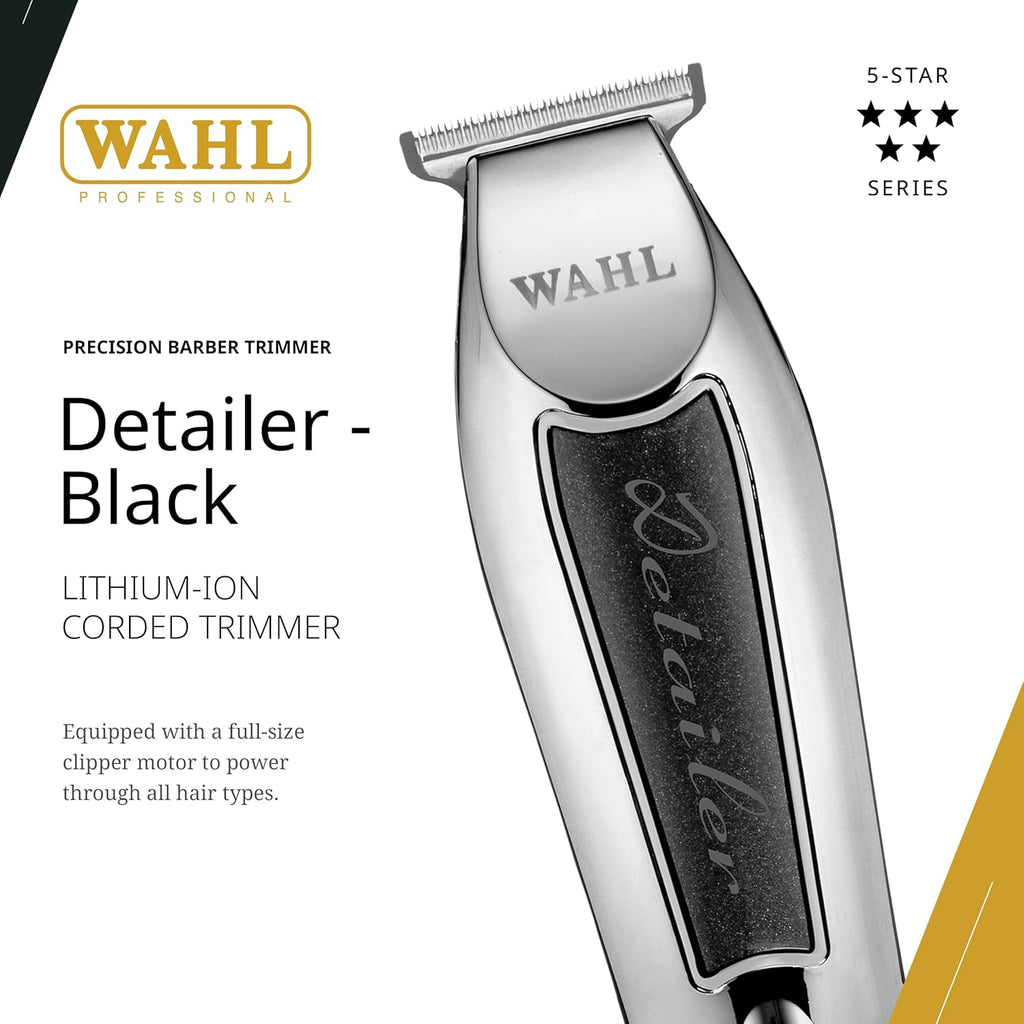 Wahl Professional Detailer Trimmer - Adjustable T-Blade | Corded, Lightweight with 3 Guides & Accessories