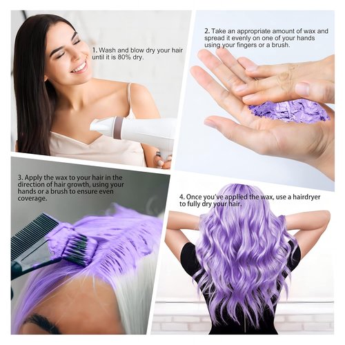 Skiennix Purple Temporary Hair Color Wax - Instant Washable Hairstyle Cream Dye for Men & Women