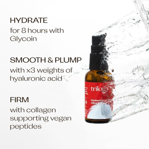 Trilogy Hyaluronic Acid+ Ultra Serum Lightweight Hydration with Peptides and Glycoin 1.0 fl oz
