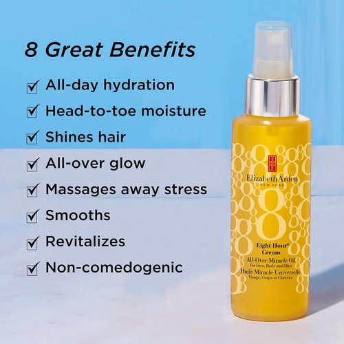 Elizabeth Arden Eight Hour Miracle Oil - Hydrating Spray Moisturizer for Face, Body & Hair, 3.4 oz