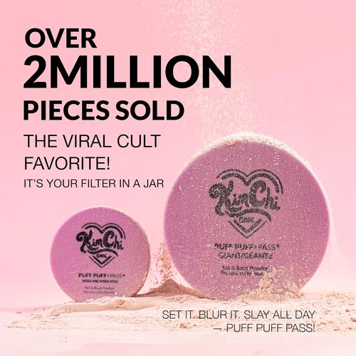 KimChiChic Puff Puff Pass Set - Extra Fluffy Loose Face Powder for Natural Makeup, 09 Pink