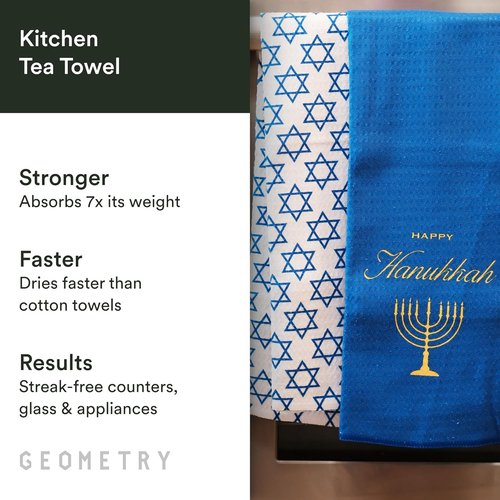 GEOMETRY Christmas Kitchen Towels - Quick-Dry Microfiber Dish Towels for Effortless Kitchen Drying | Star of David, 1 Pack