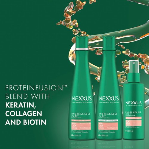 Nexxus Unbreakable Care Shampoo & Conditioner Set - Strengthening Leave-In Spray for Fine Hair