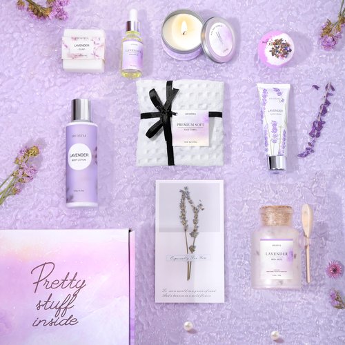 Gifts for Women Spa Gifts Baskets for Women Christmas Birthday Gifts Lavender Bath and Body Sets Mothers Day Gifts Relaxing Self Care Get Well Gift for Mom Her Girlfriends Sister Teacher Friends