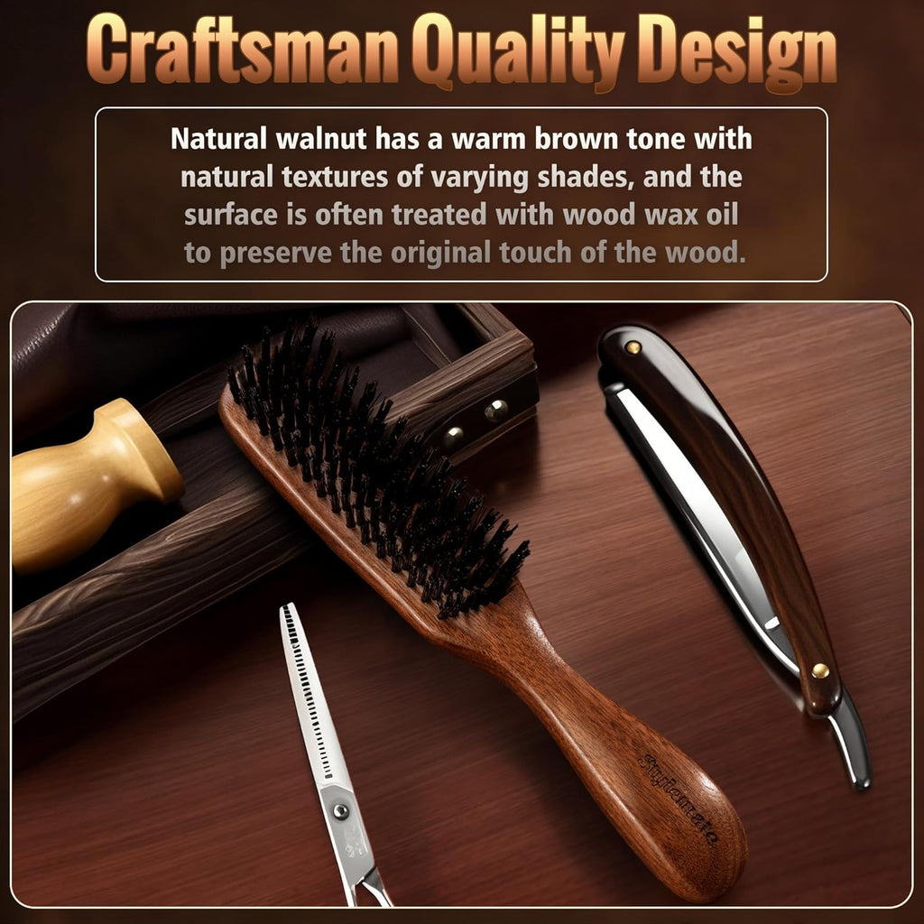 STYLEMATE Hair Brush for Men - Nylon Bristles for Thick Hair | Natural Black Walnut Handle