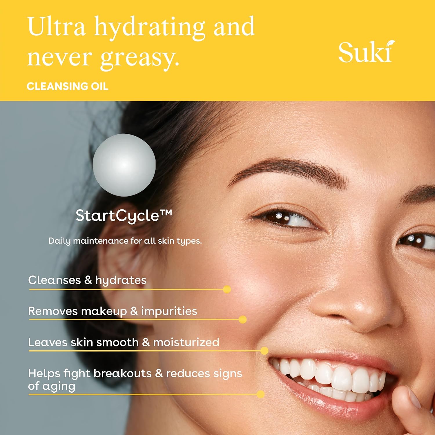 Suki Cleansing Oil - Makeup Remover & Facial Cleanser | Hydrates & Prevents Breakouts - 4 Fl Oz