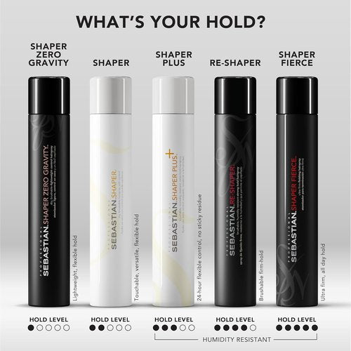 Sebastian Professional Shaper Plus Hairspray - Humidity Resistant, Extra Hold | 24-Hour Flexible Control