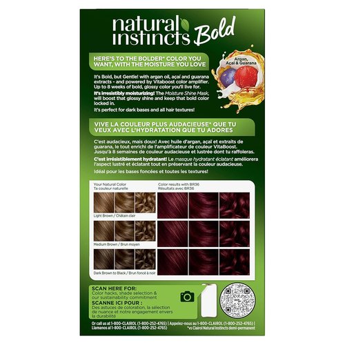Clairol Natural Instincts Bold Hair Dye - BR36 Deep Burgundy Acai Color | Single Pack