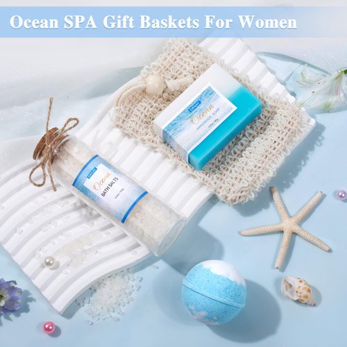 Gifts for Women, Spa Gifts Basket for Women, 12Pcs Ocean Bath and Body Gifts Set, Self Care Gifts for Mom, Wife, Girlfriend, Sister, Female Friends