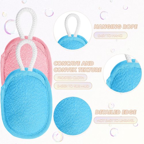 Sunnyray 4 Pcs Bath Body Exfoliating Soap Saver, Exfoliator Scrubber Pouch, Bath Loofah Sponge Body Scrubber Shower Sponge Exfoliating Mesh Pouf for Women and Men Bathing (Bright Color)