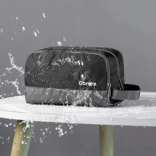Gonex Travel Toiletry Bag - Durable Nylon Shaving Organizer in Black | Perfect for Travel
