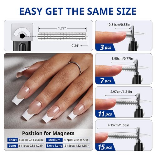 AIRSEE Professional Acrylic Nail Clipper with 15PCS Magnets Fake False Nails Tip Cutter Nail Trimmer for Artificial Nail Manicure Nail Art Tool Home DIY Use Black